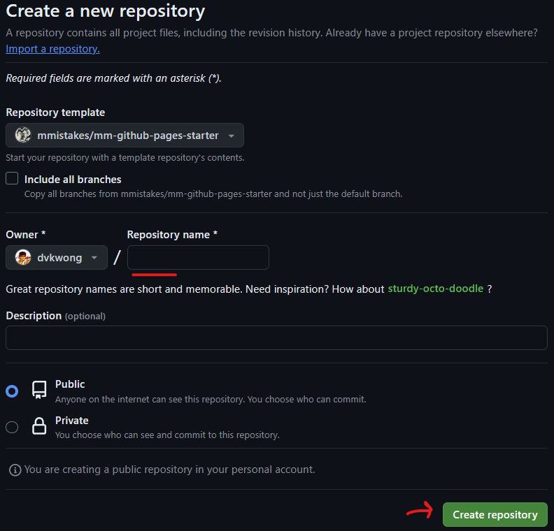 Github Create Repository